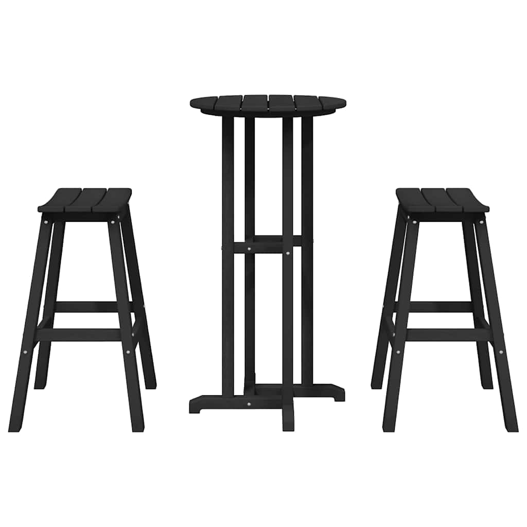 Tuin Bar Set 3 pcs Zwart HDPE is nu te koop bij PeponiXL, paradijselijk wonen!