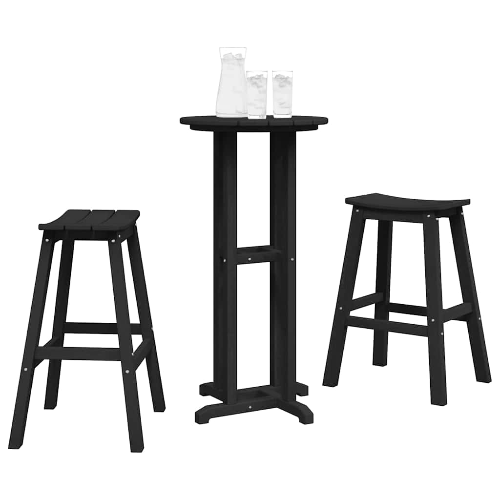 Tuin Bar Set 3 pcs Zwart HDPE is nu te koop bij PeponiXL, paradijselijk wonen!