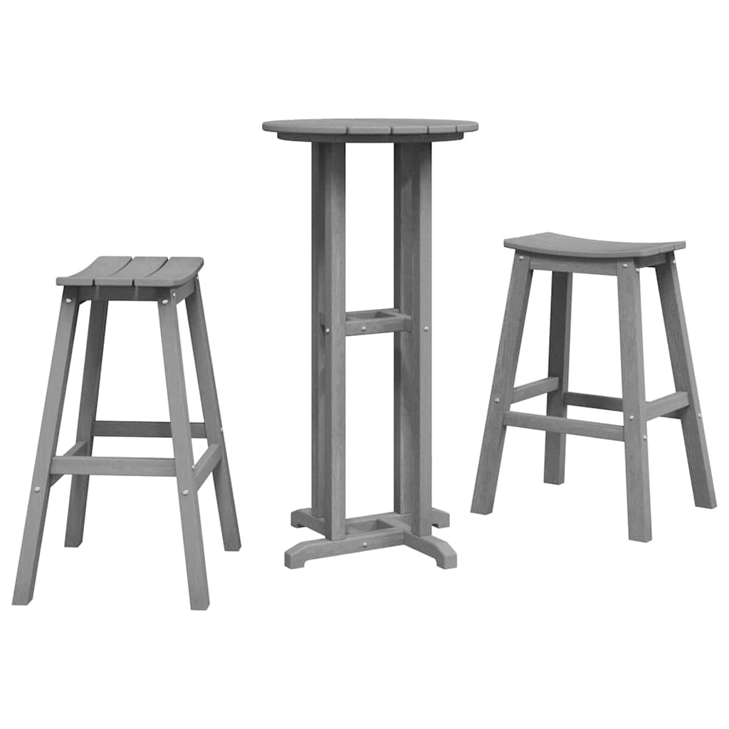 Tuin Bar Set 3 pcs Lichtgrijs HDPE is nu te koop bij PeponiXL, paradijselijk wonen!