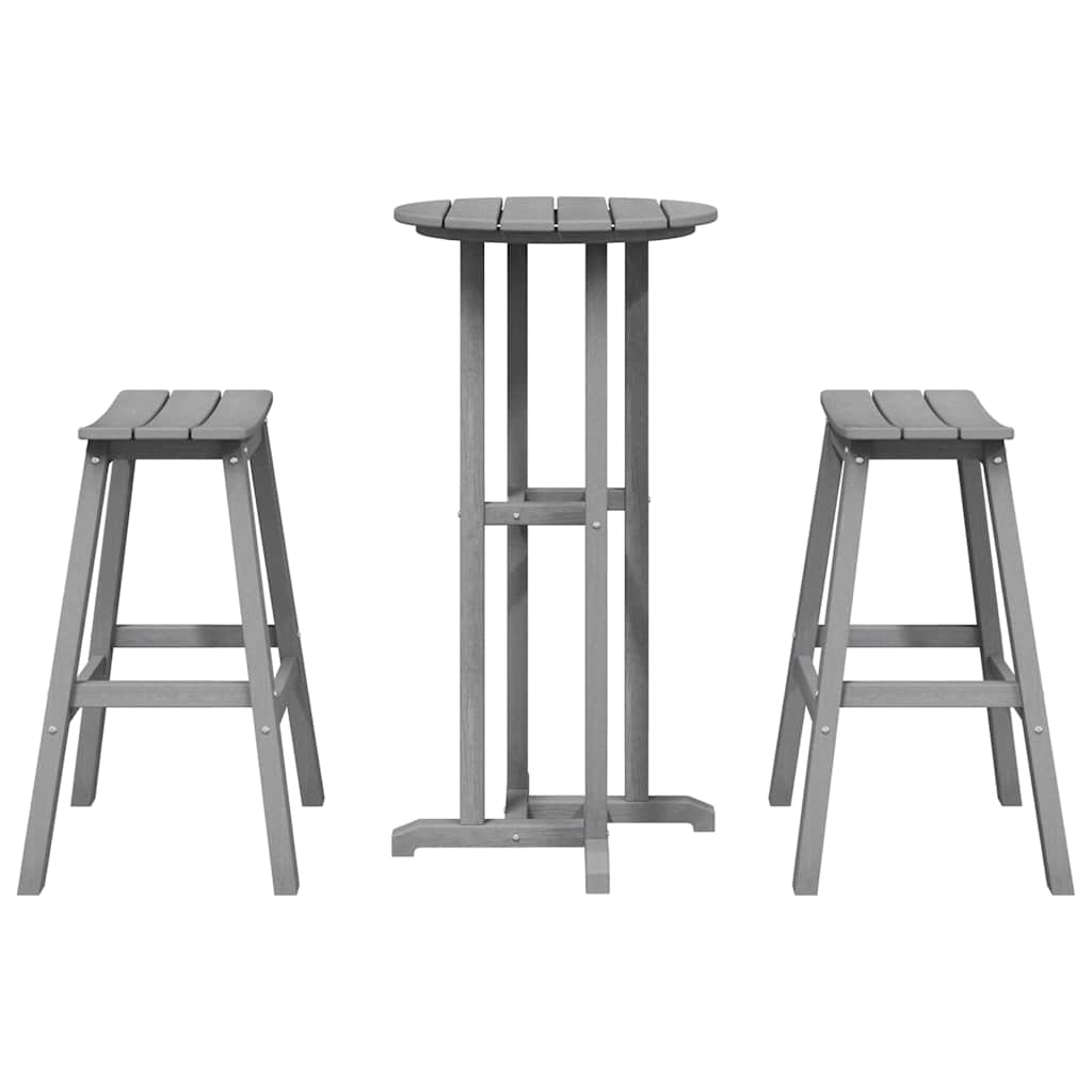 Tuin Bar Set 3 pcs Lichtgrijs HDPE is nu te koop bij PeponiXL, paradijselijk wonen!