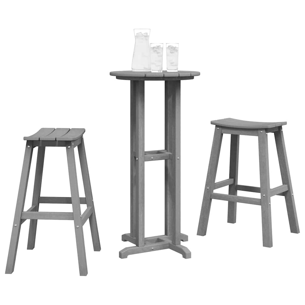 Tuin Bar Set 3 pcs Lichtgrijs HDPE is nu te koop bij PeponiXL, paradijselijk wonen!