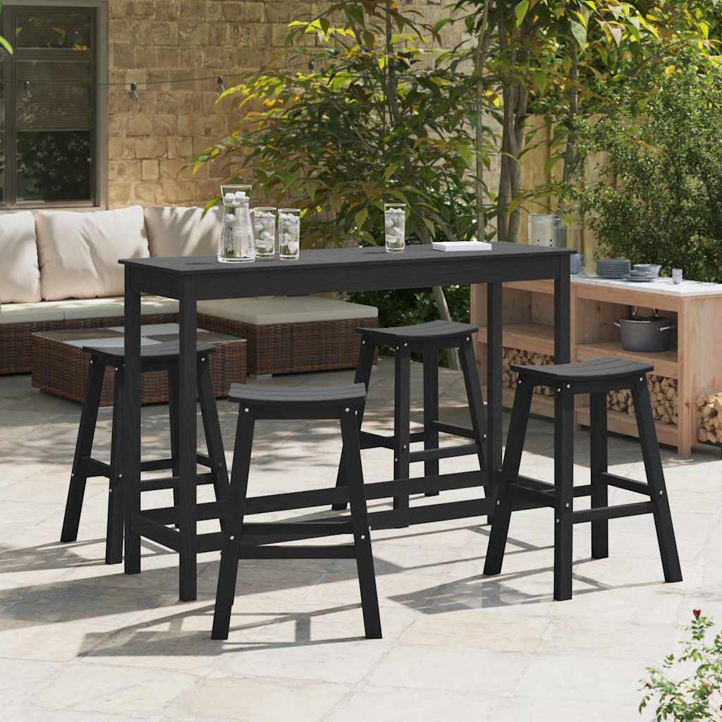 Tuin Bar Set 4 pcs Zwart HDPE is nu te koop bij PeponiXL, paradijselijk wonen!