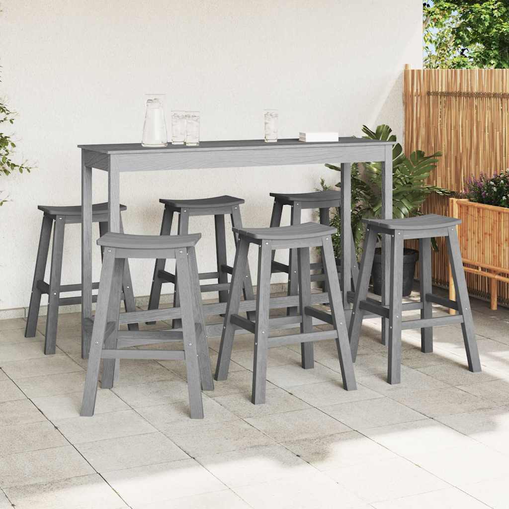 Tuin Bar Set 6 pcs Lichtgrijs HDPE is nu te koop bij PeponiXL, paradijselijk wonen!