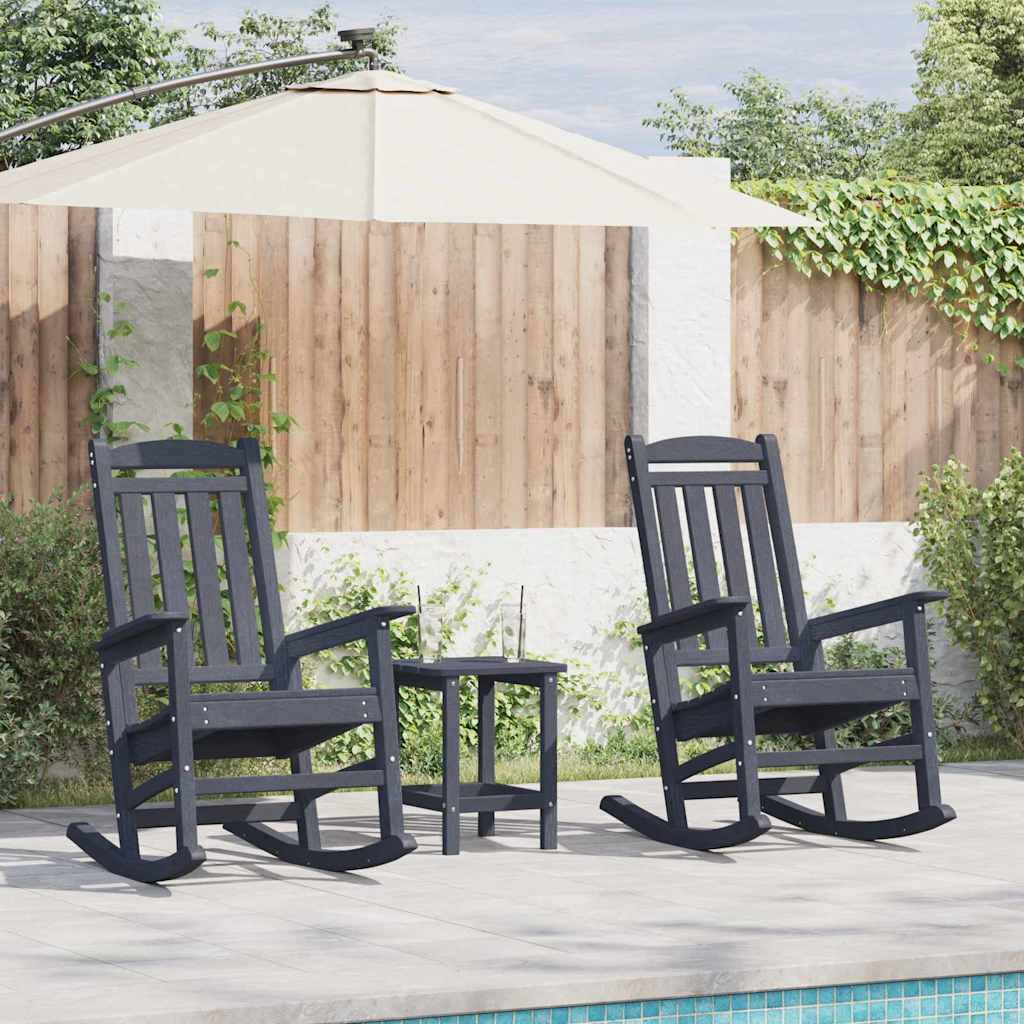 Schommelstoel 3 pcs Marineblauw Polyetheen is nu te koop bij PeponiXL, paradijselijk wonen!