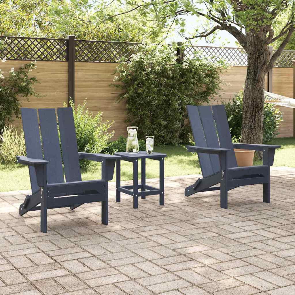 Tuinstoel 3 pcs Marineblauw 80.5 x 74.5 x 92 cm Polyetheen is nu te koop bij PeponiXL, paradijselijk wonen!