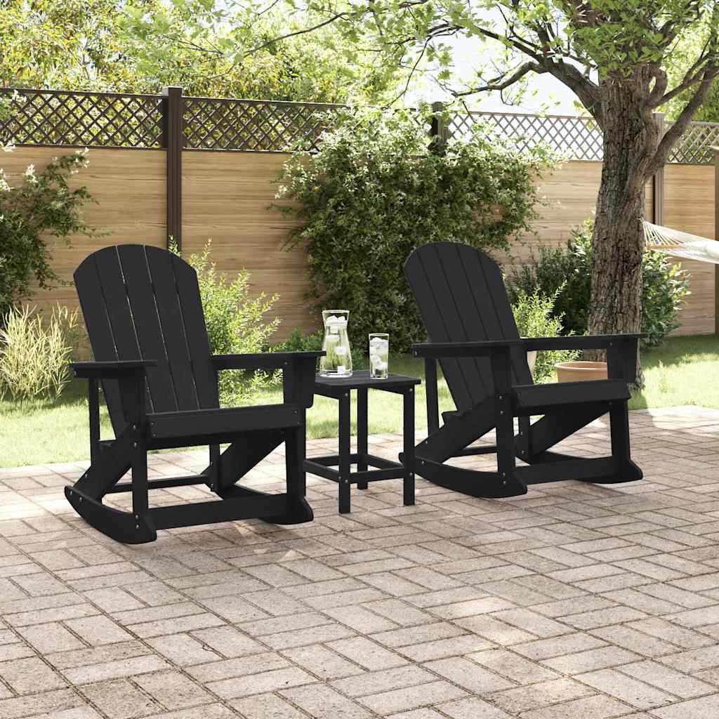 Tuin loungeset 3 pcs Zwart HDPE is nu te koop bij PeponiXL, paradijselijk wonen!