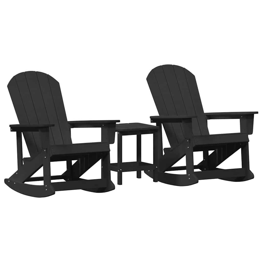 Tuin loungeset 3 pcs Zwart HDPE is nu te koop bij PeponiXL, paradijselijk wonen!
