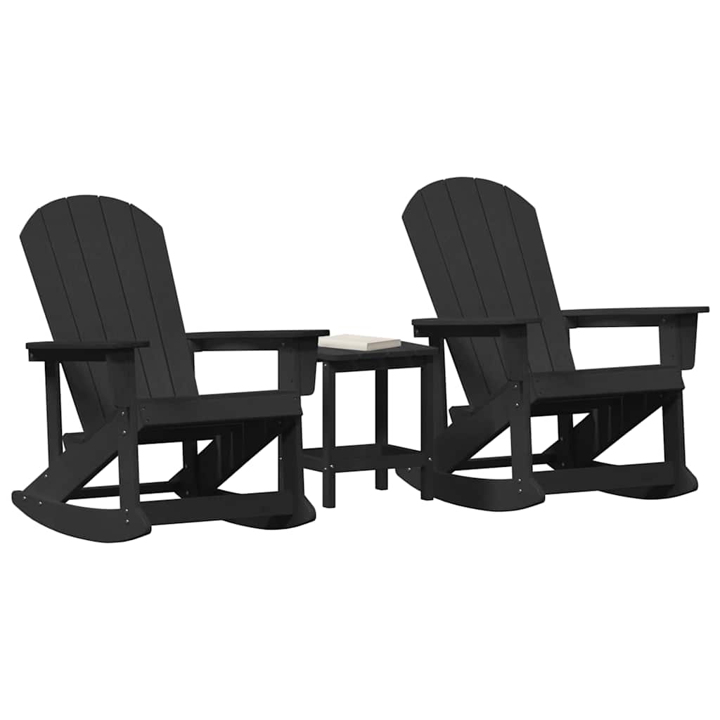 Tuin loungeset 3 pcs Zwart HDPE is nu te koop bij PeponiXL, paradijselijk wonen!