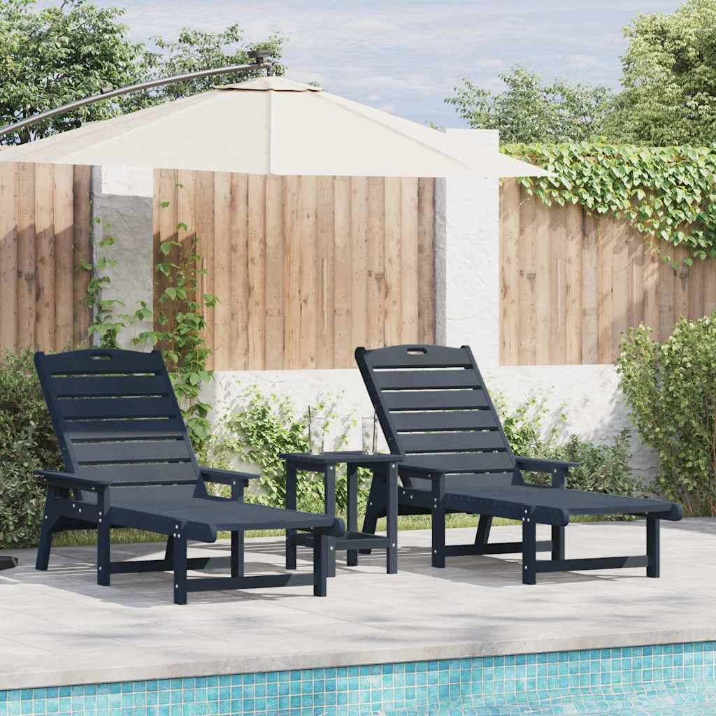 Ligstoel 2 pcs Marineblauw 195,5 x 53 x 98,5 cm Polyetheen is nu te koop bij PeponiXL, paradijselijk wonen!