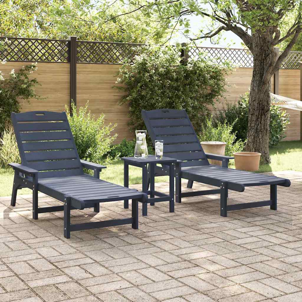 Ligstoel 2 pcs Marineblauw 195,5 x 53 x 98,5 cm Polyetheen is nu te koop bij PeponiXL, paradijselijk wonen!