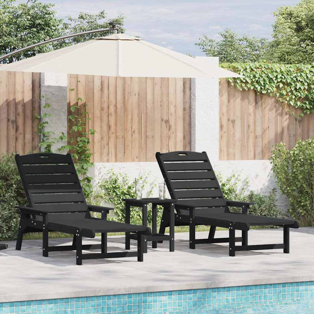 Ligstoel 2 pcs Zwart 195,5 x 53 x 98,5 cm Polyetheen is nu te koop bij PeponiXL, paradijselijk wonen!