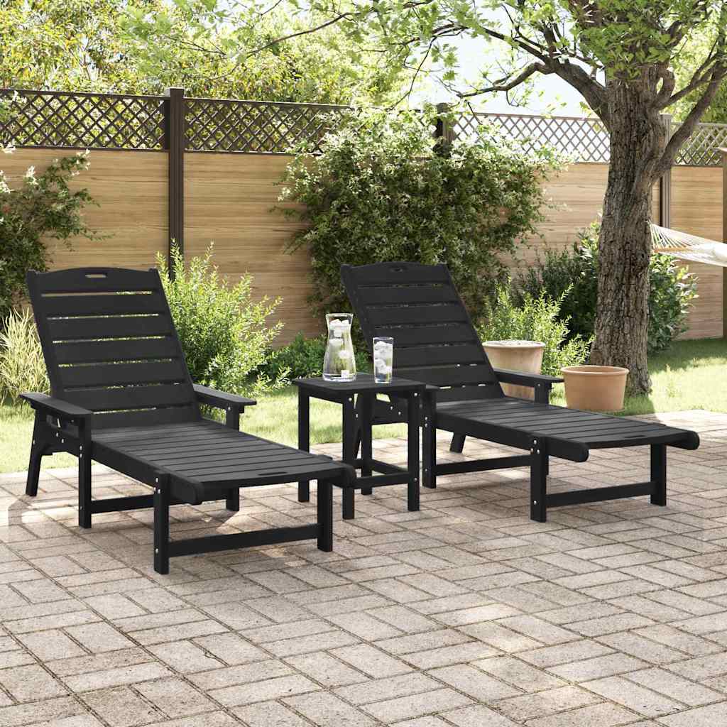 Ligstoel 2 pcs Zwart 195,5 x 53 x 98,5 cm Polyetheen is nu te koop bij PeponiXL, paradijselijk wonen!
