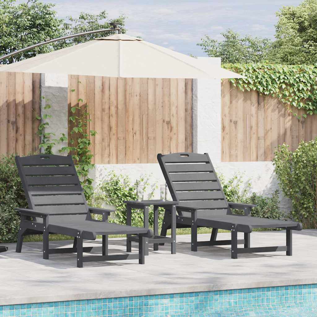 Ligstoel 2 pcs Lichtgrijs 195,5 x 53 x 98,5 cm Polyetheen is nu te koop bij PeponiXL, paradijselijk wonen!