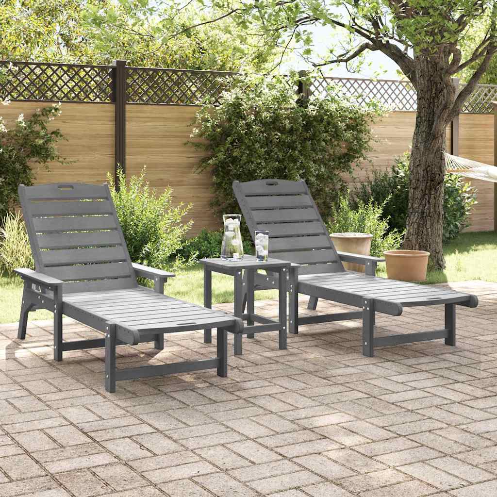 Ligstoel 2 pcs Lichtgrijs 195,5 x 53 x 98,5 cm Polyetheen is nu te koop bij PeponiXL, paradijselijk wonen!