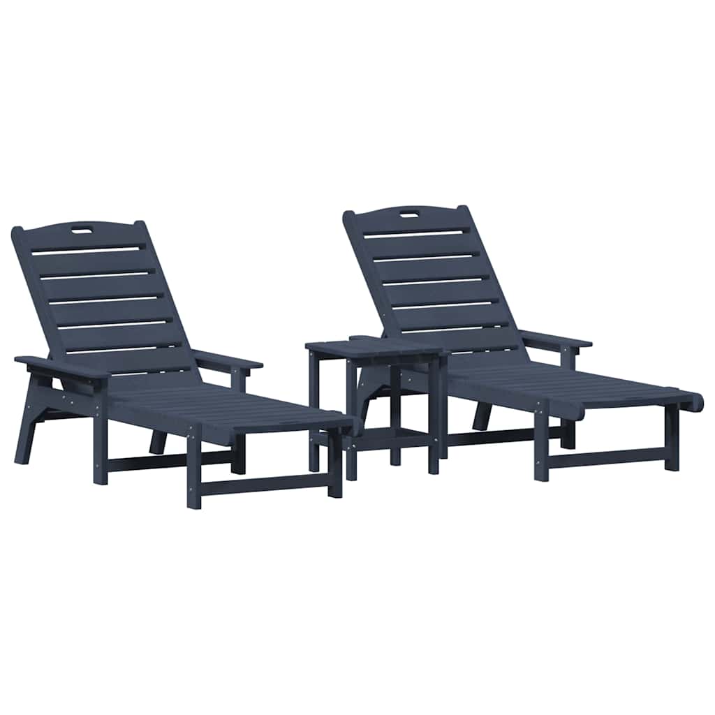 Ligstoel 3 pcs Marineblauw Polyetheen is nu te koop bij PeponiXL, paradijselijk wonen!