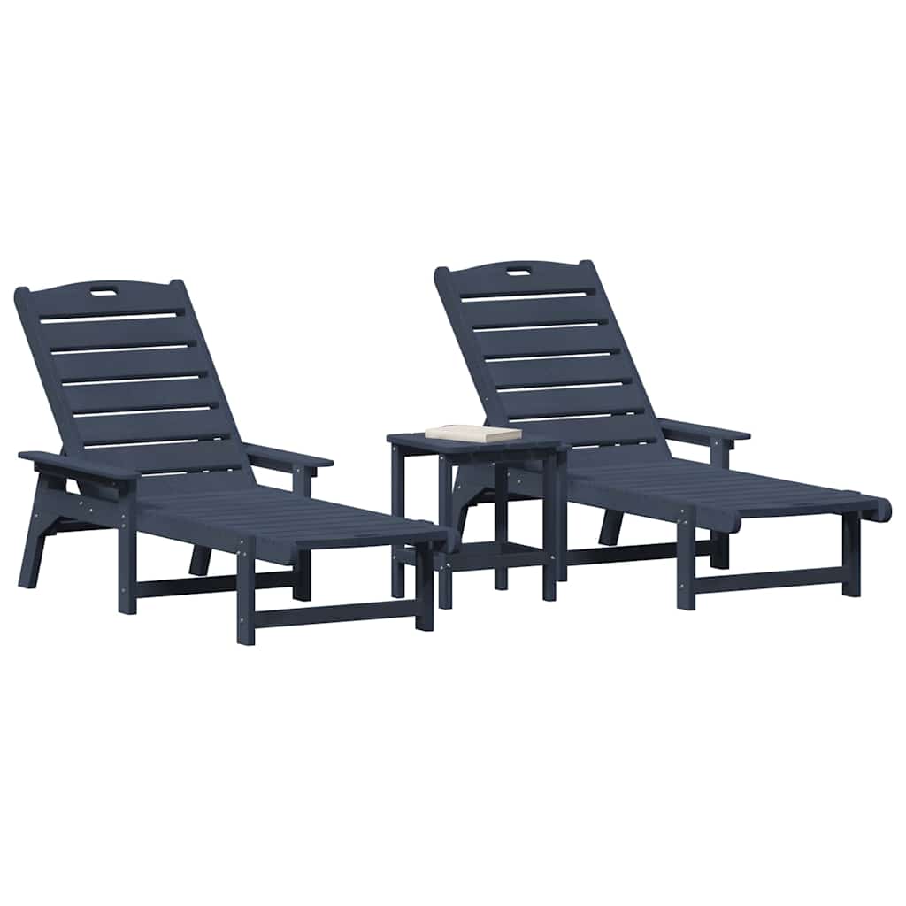 Ligstoel 3 pcs Marineblauw Polyetheen is nu te koop bij PeponiXL, paradijselijk wonen!