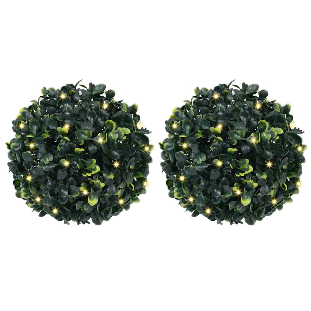 Kunstbuxusballen met LED-verlichting 2 st 22 cm groen is nu te koop bij PeponiXL, paradijselijk wonen!