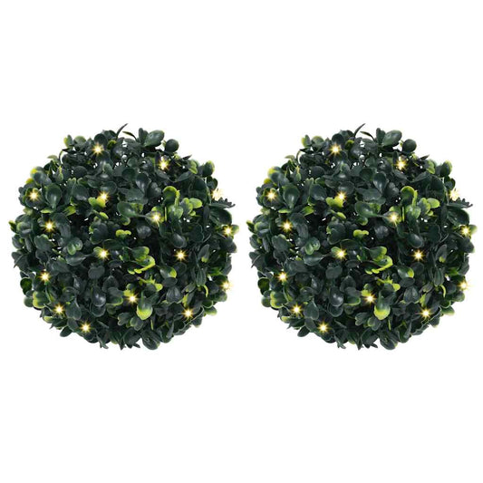 Kunstbuxusballen met LED-verlichting 2 st 22 cm groen is nu te koop bij PeponiXL, paradijselijk wonen!
