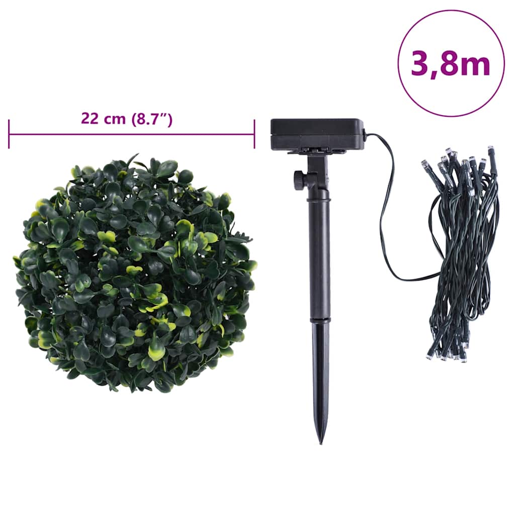 Kunstbuxusballen met LED-verlichting 2 st 22 cm groen is nu te koop bij PeponiXL, paradijselijk wonen!