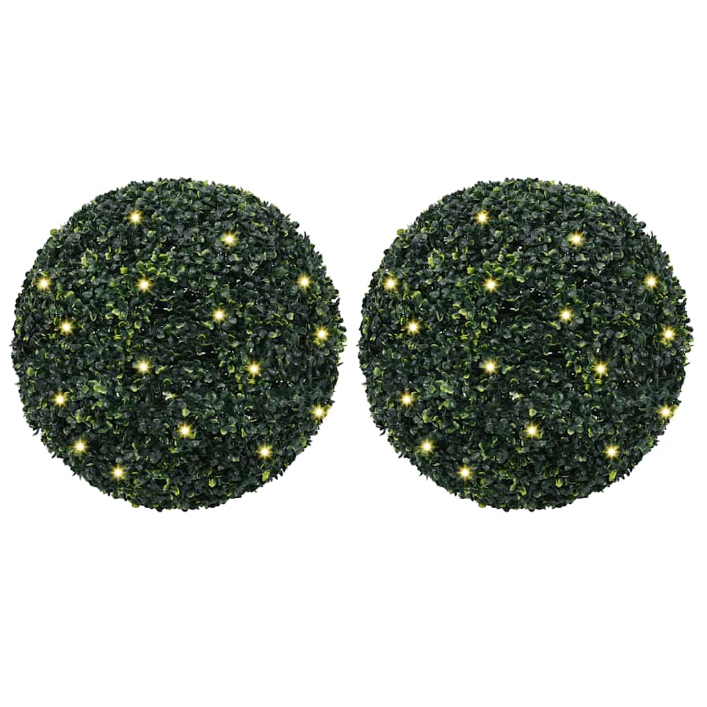 Kunstbuxusballen met LED-verlichting 2 st 52 cm groen is nu te koop bij PeponiXL, paradijselijk wonen!