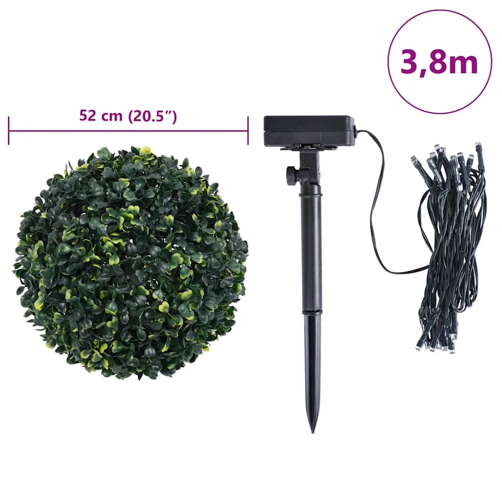 Kunstbuxusballen met LED-verlichting 2 st 52 cm groen is nu te koop bij PeponiXL, paradijselijk wonen!