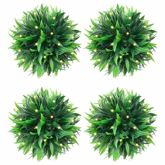 Kunstbuxusballen met LED-verlichting 4 st 15 cm groen is nu te koop bij PeponiXL, paradijselijk wonen!