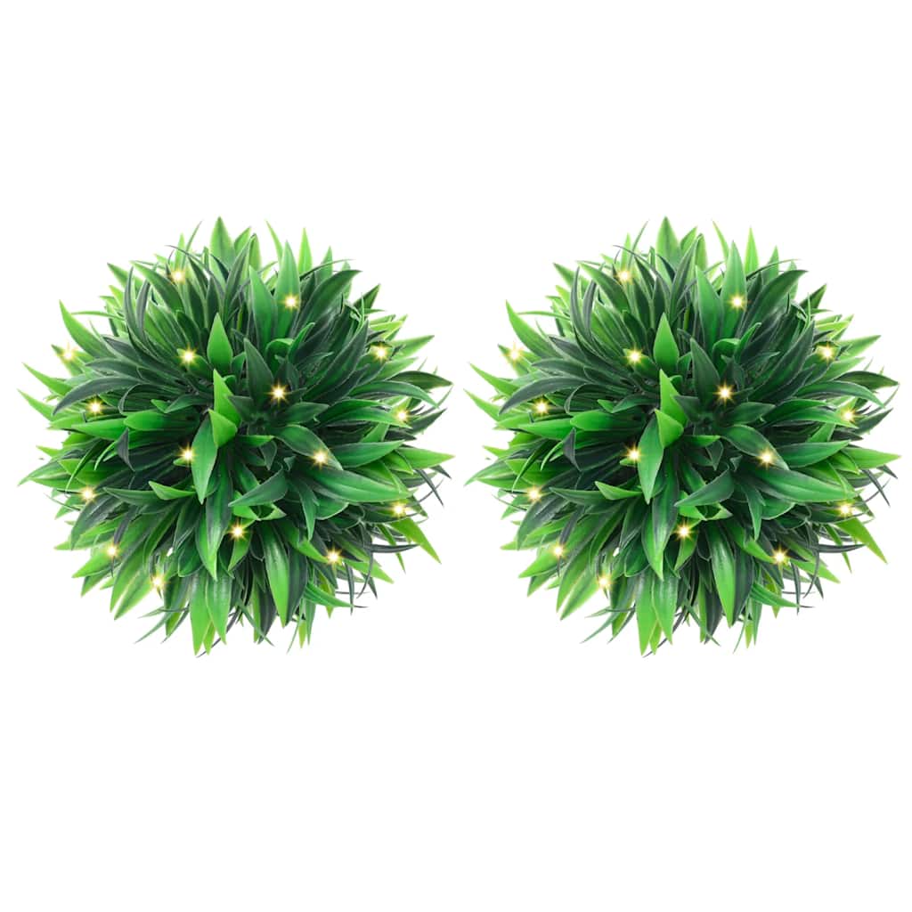 Kunstbuxusballen met LED-verlichting 2 st 30 cm groen is nu te koop bij PeponiXL, paradijselijk wonen!