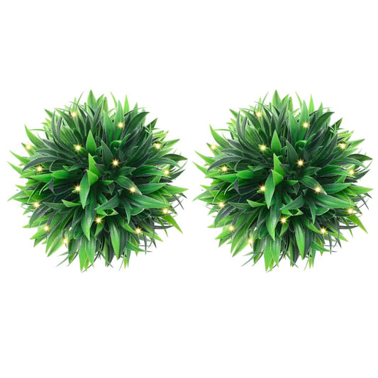 Kunstbuxusballen met LED-verlichting 2 st 30 cm groen is nu te koop bij PeponiXL, paradijselijk wonen!