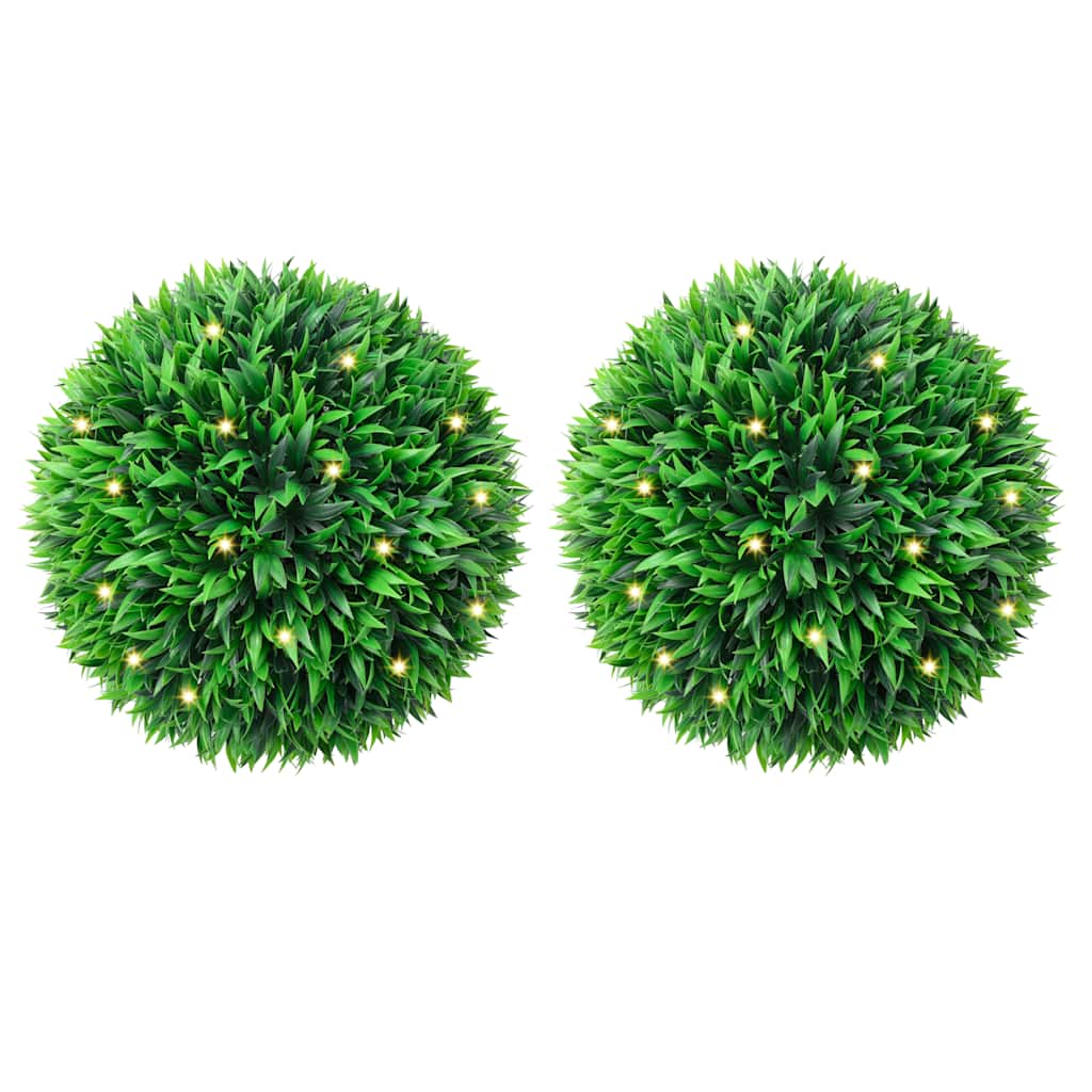 Kunstbuxusballen met LED-verlichting 2 st 38 cm groen is nu te koop bij PeponiXL, paradijselijk wonen!