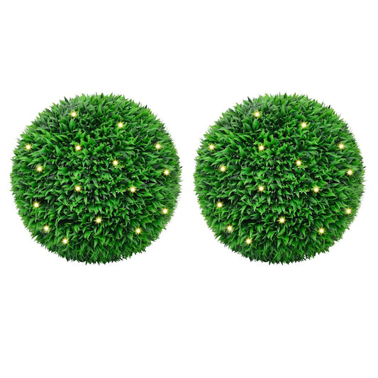 Kunstbuxusballen met LED-verlichting 2 st 55 cm groen is nu te koop bij PeponiXL, paradijselijk wonen!