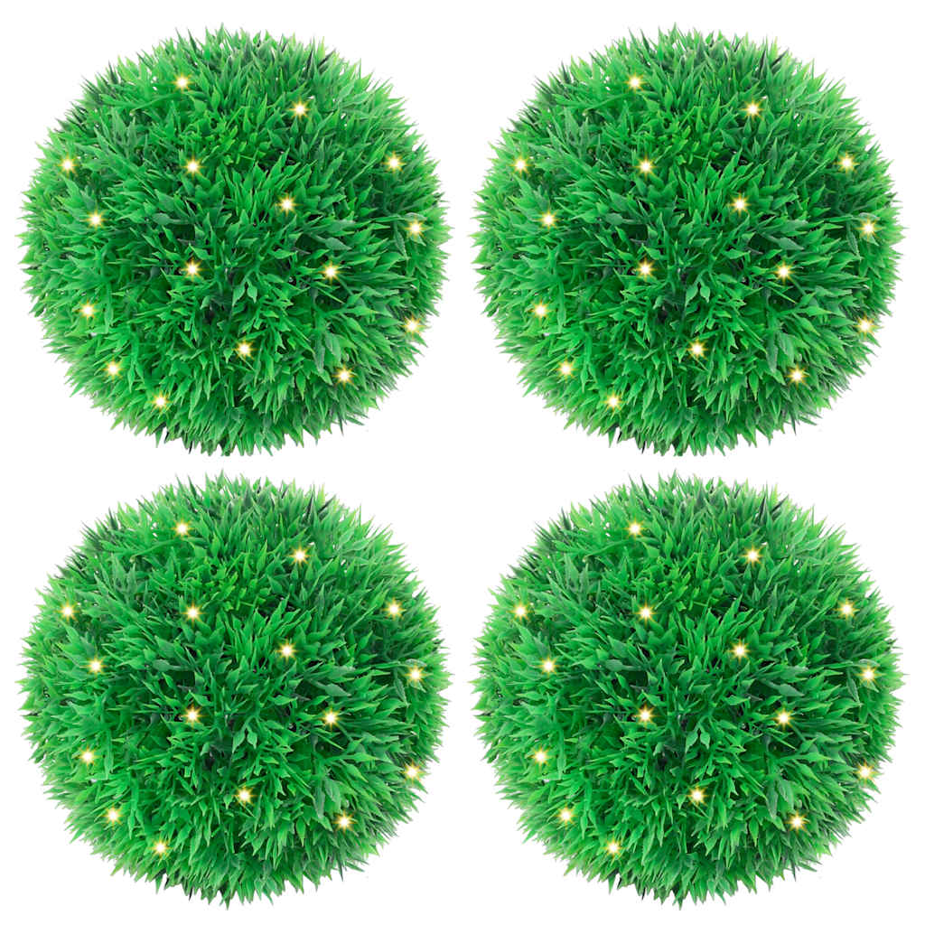 Kunstbuxusballen met LED-verlichting 4 st 12 cm groen is nu te koop bij PeponiXL, paradijselijk wonen!