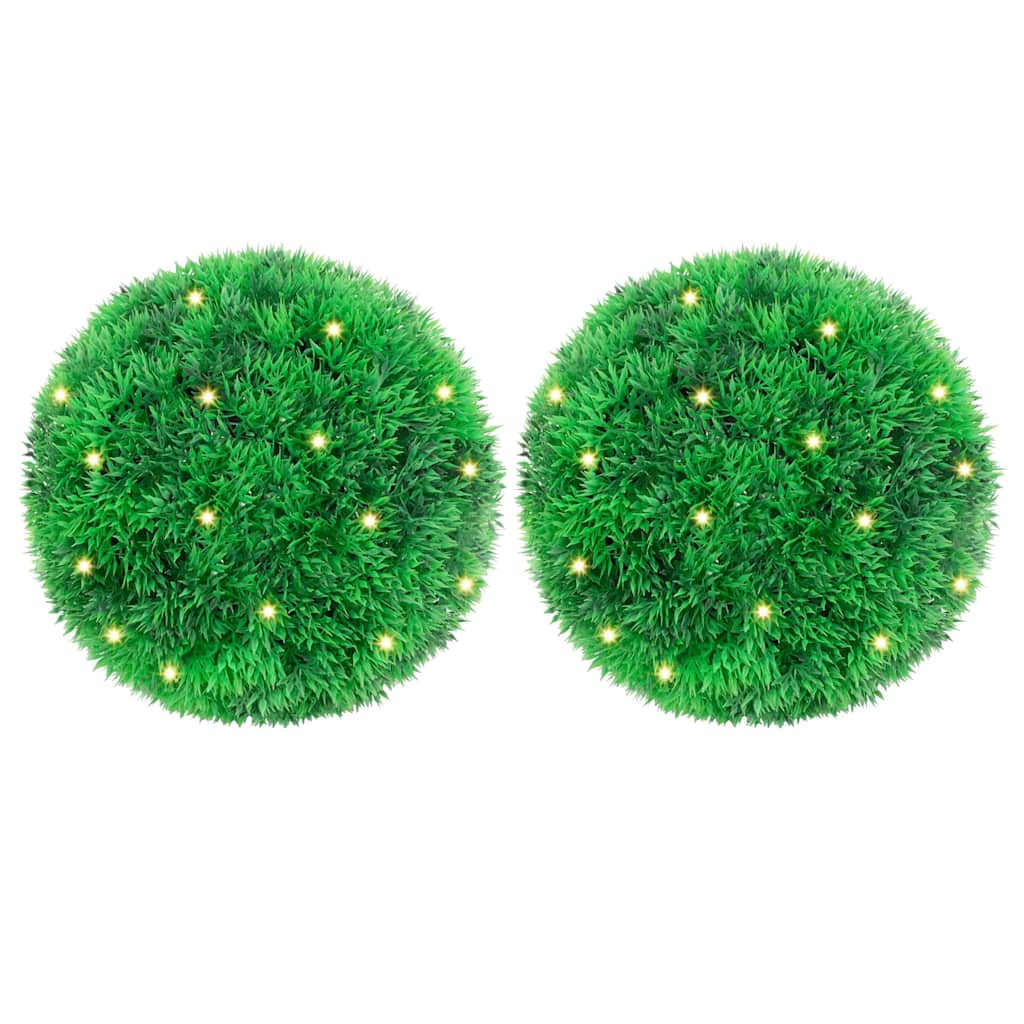 Kunstbuxusballen met LED-verlichting 2 st 22 cm groen is nu te koop bij PeponiXL, paradijselijk wonen!