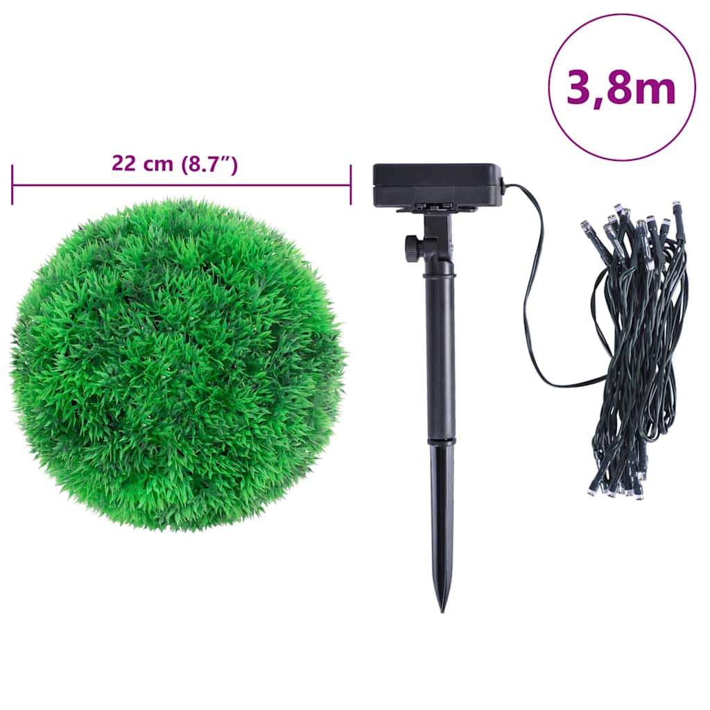 Kunstbuxusballen met LED-verlichting 2 st 22 cm groen is nu te koop bij PeponiXL, paradijselijk wonen!
