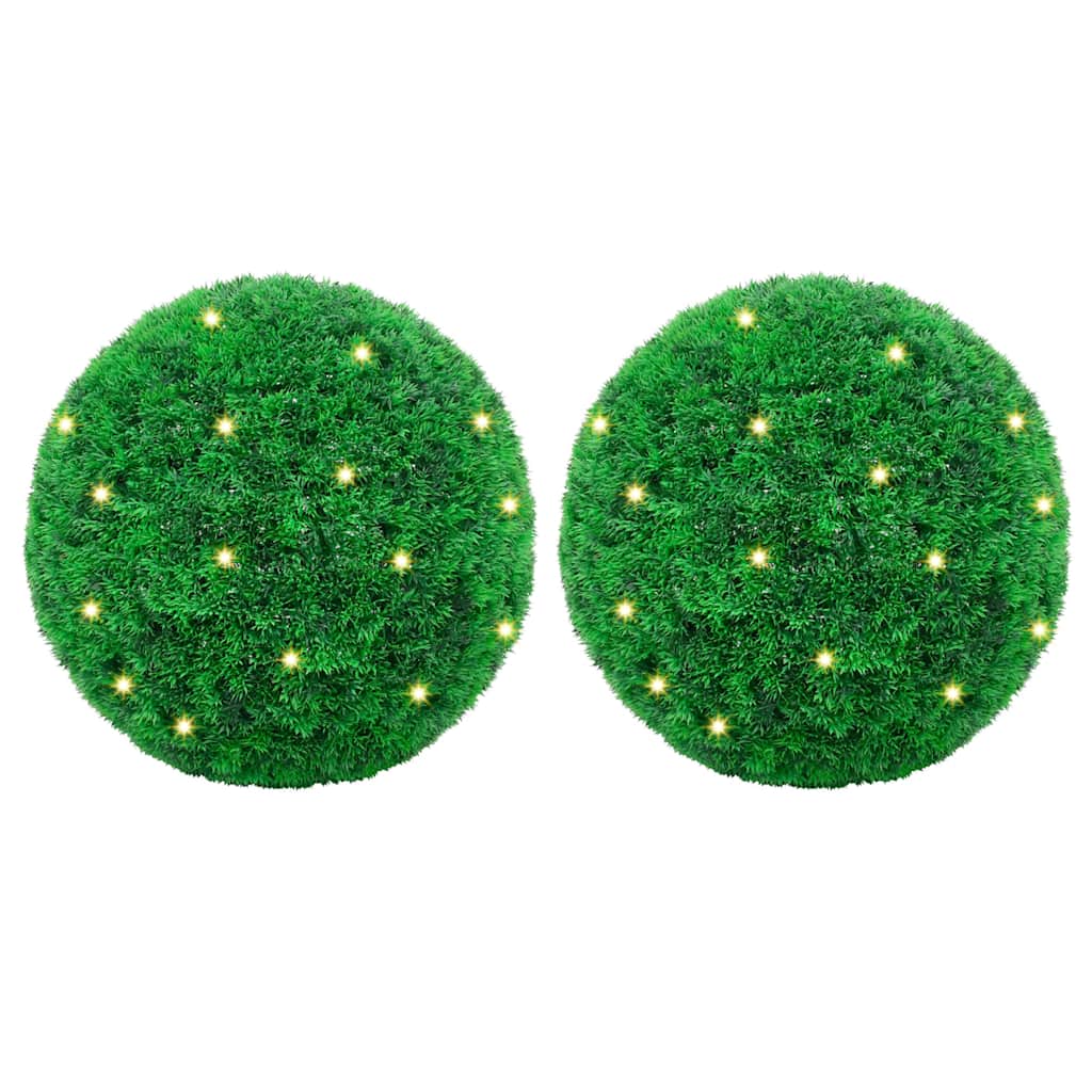 Kunstbuxusballen met LED-verlichting 2 st 27 cm groen is nu te koop bij PeponiXL, paradijselijk wonen!