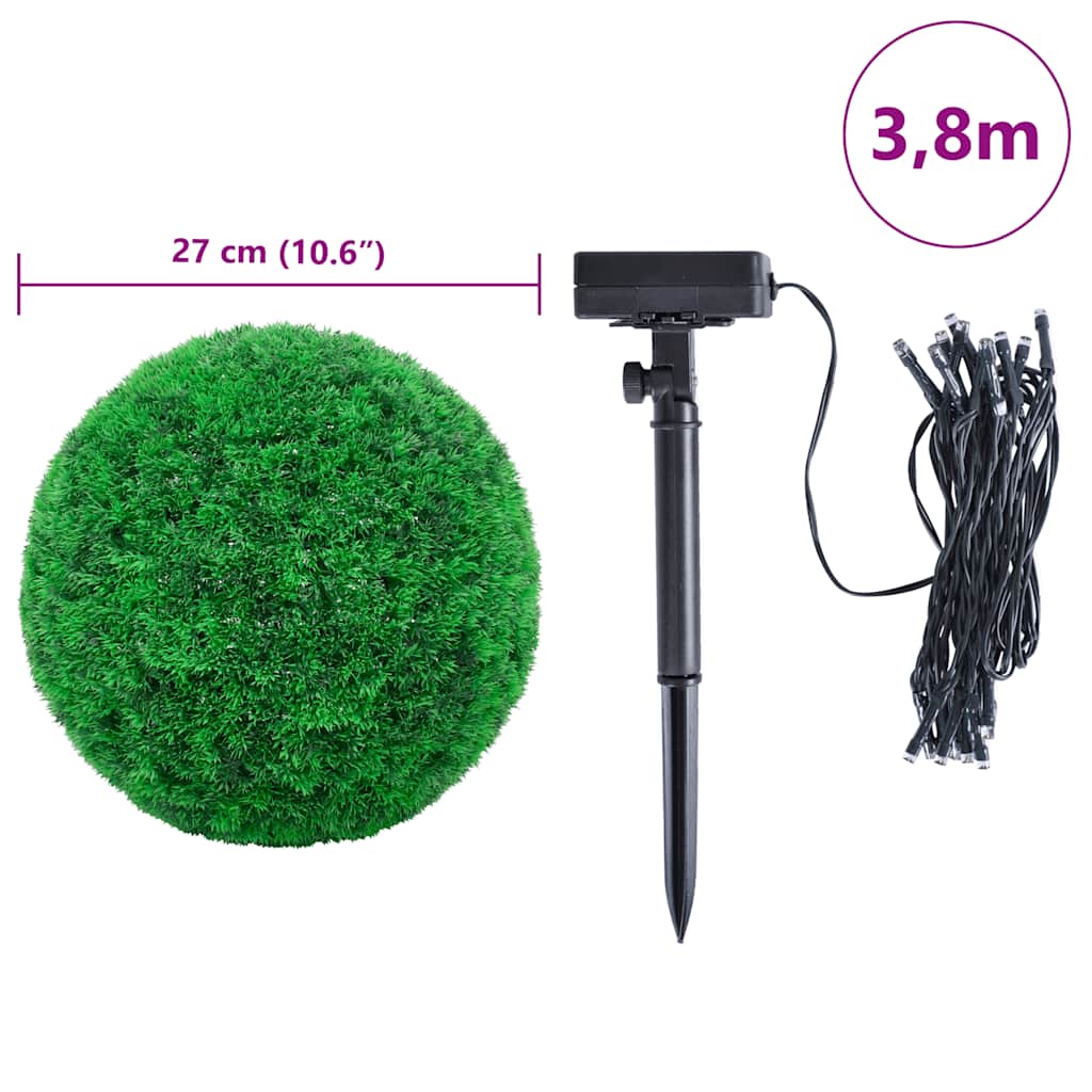 Kunstbuxusballen met LED-verlichting 2 st 27 cm groen is nu te koop bij PeponiXL, paradijselijk wonen!
