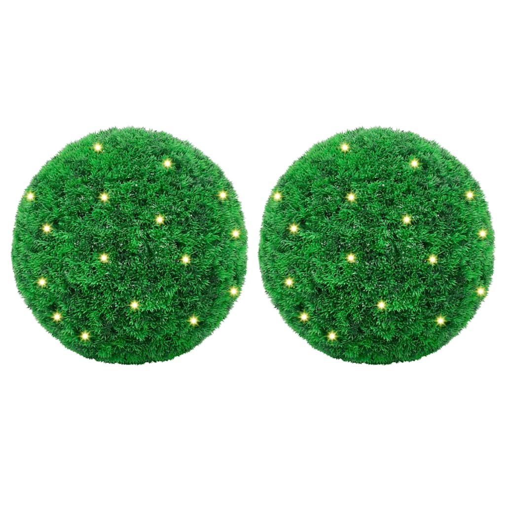Kunstbuxusballen met LED-verlichting 2 st 35 cm groen is nu te koop bij PeponiXL, paradijselijk wonen!