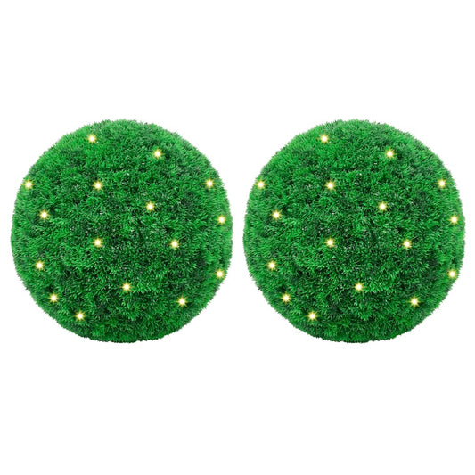 Kunstbuxusballen met LED-verlichting 2 st 45 cm groen is nu te koop bij PeponiXL, paradijselijk wonen!