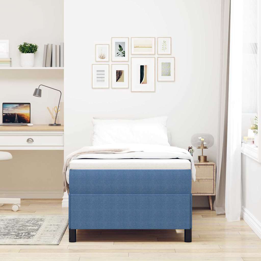 Boxspringbed Blauw 90 x 190 cm Katoen Stof