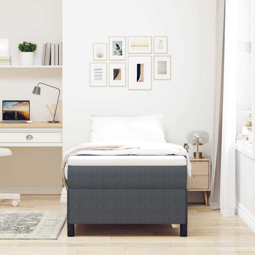 Boxspringbed Donkergrijs 90 x 200 cm Katoen Stof is nu te koop bij PeponiXL, paradijselijk wonen!