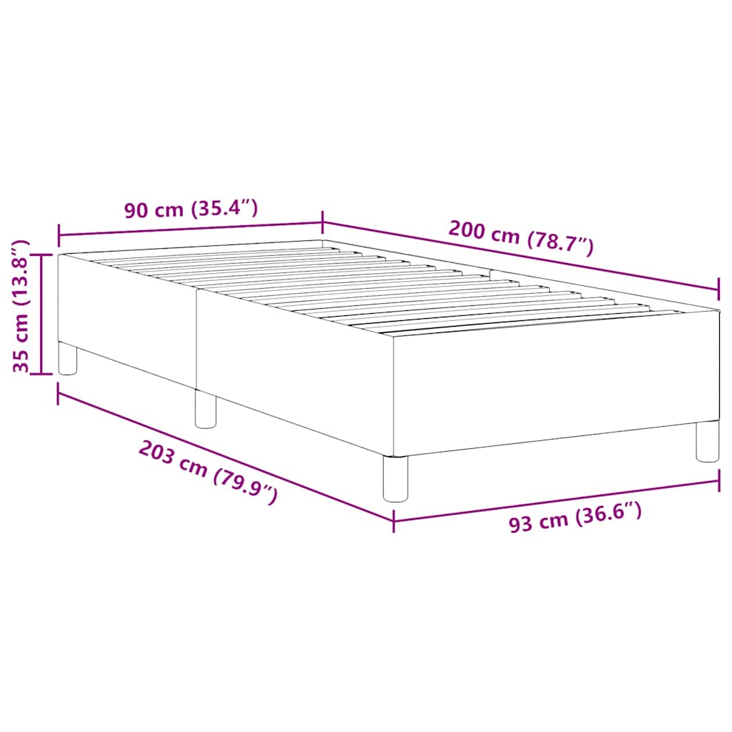 Boxspringbed Donkergrijs 90 x 200 cm Katoen Stof is nu te koop bij PeponiXL, paradijselijk wonen!