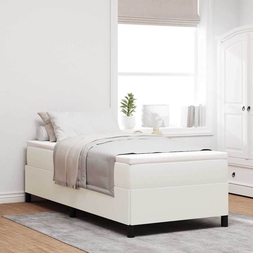 Boxspringbed Crèmekleurig 100 x 200 cm Katoen Stof is nu te koop bij PeponiXL, paradijselijk wonen!