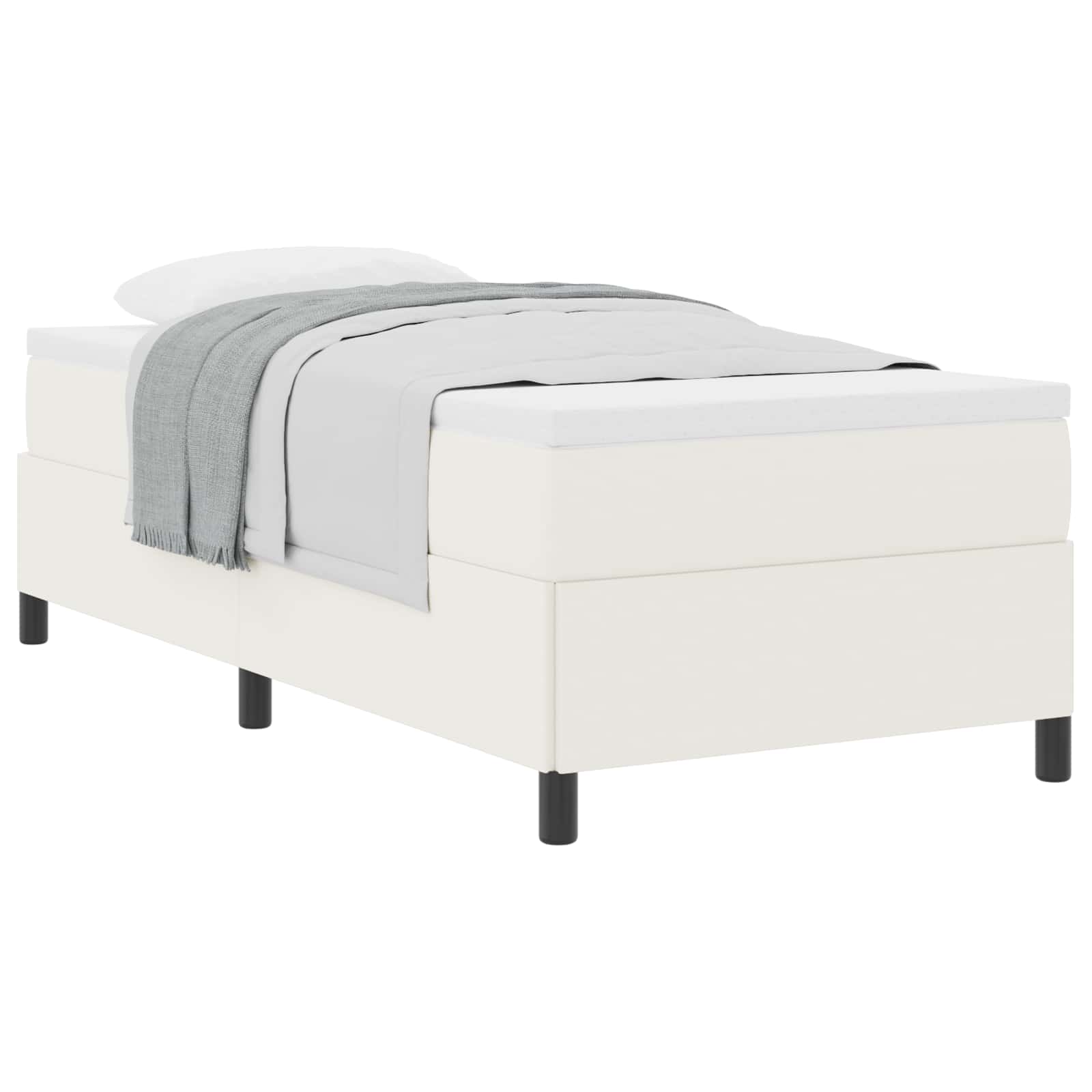 Boxspringbed Crèmekleurig 100 x 200 cm Katoen Stof is nu te koop bij PeponiXL, paradijselijk wonen!