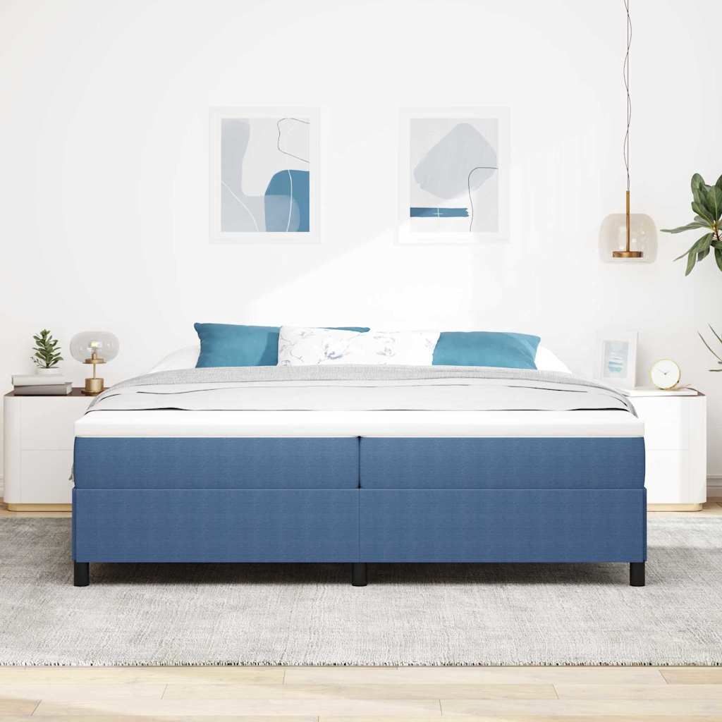 Boxspringbed Blauw 200 x 200 cm Katoen Stof is nu te koop bij PeponiXL, paradijselijk wonen!