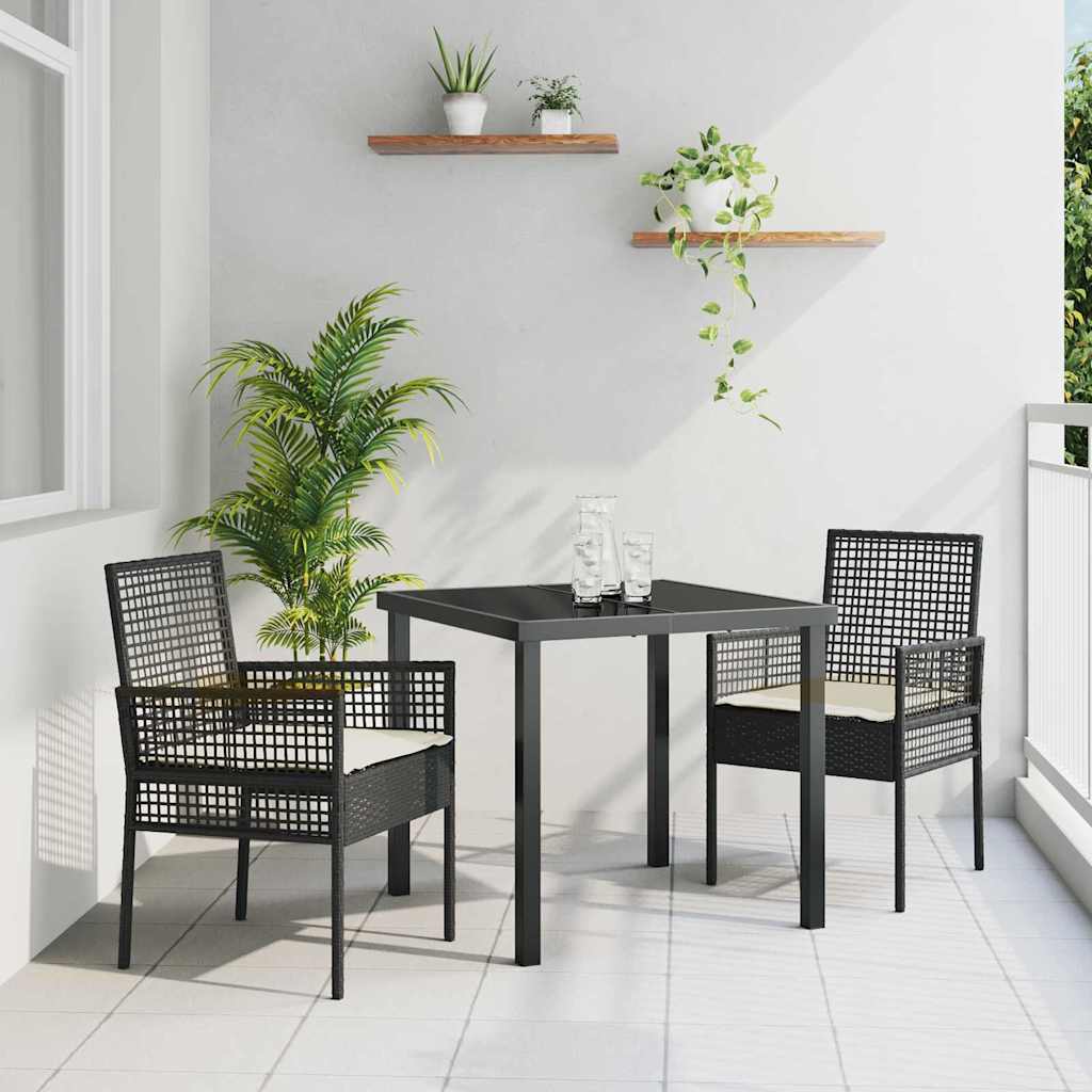 Tuinstoel met kussen 2 pcs Zwart 55 x 53 x 85 cm poly rattan is nu te koop bij PeponiXL, paradijselijk wonen!