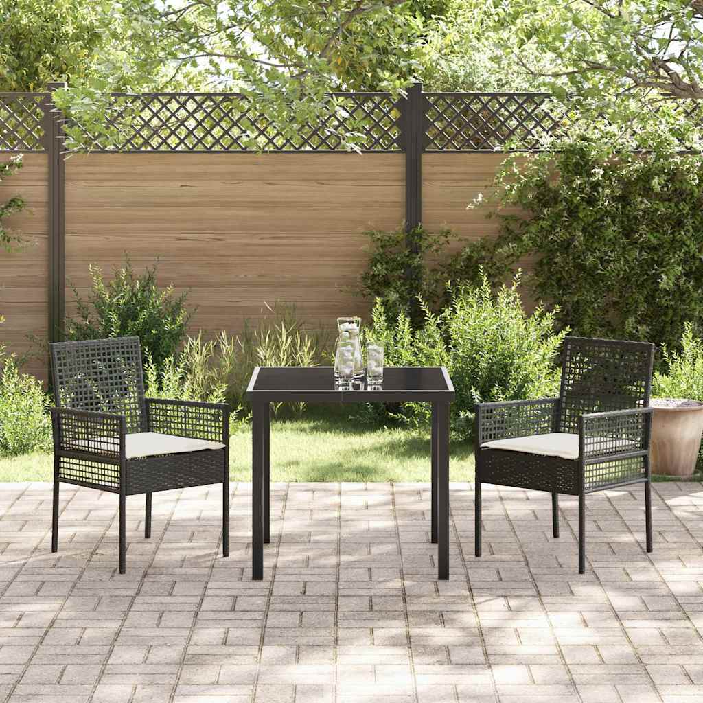 Tuinstoel met kussen 2 pcs Zwart 55 x 53 x 85 cm poly rattan is nu te koop bij PeponiXL, paradijselijk wonen!