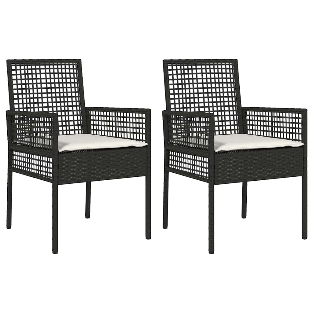 Tuinstoel met kussen 2 pcs Zwart 55 x 53 x 85 cm poly rattan is nu te koop bij PeponiXL, paradijselijk wonen!