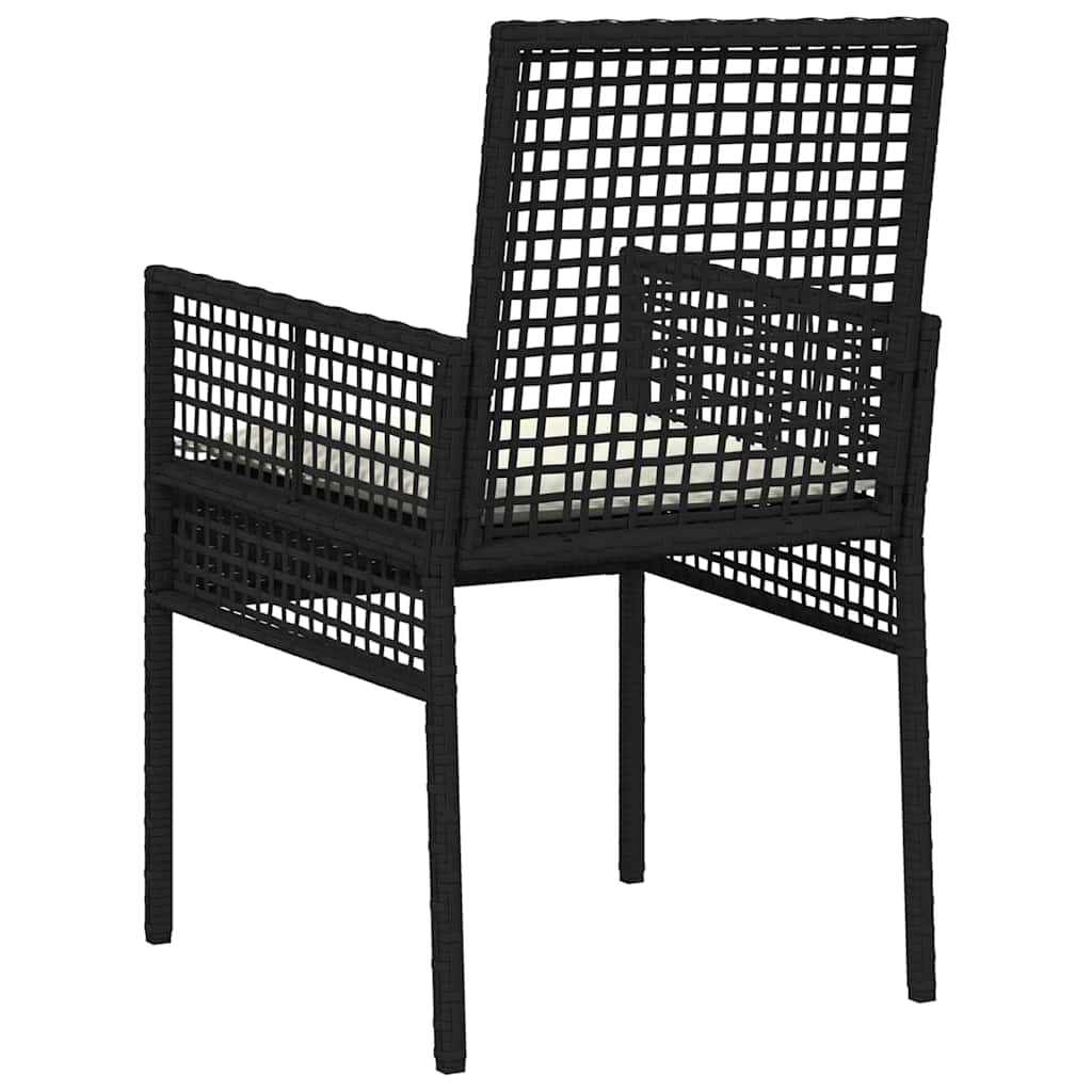 Tuinstoel met kussen 2 pcs Zwart 55 x 53 x 85 cm poly rattan is nu te koop bij PeponiXL, paradijselijk wonen!
