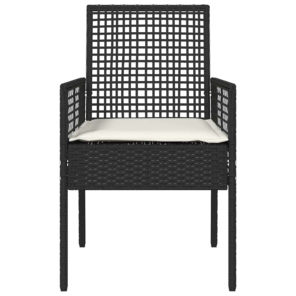 Tuinstoel met kussen 2 pcs Zwart 55 x 53 x 85 cm poly rattan is nu te koop bij PeponiXL, paradijselijk wonen!