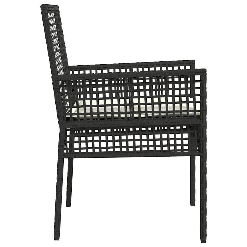 Tuinstoel met kussen 2 pcs Zwart 55 x 53 x 85 cm poly rattan is nu te koop bij PeponiXL, paradijselijk wonen!