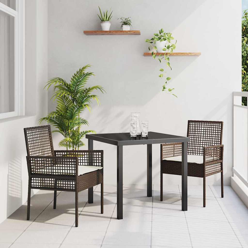 Tuinstoel met kussen 2 pcs Bruin 55 x 53 x 85 cm poly rattan is nu te koop bij PeponiXL, paradijselijk wonen!